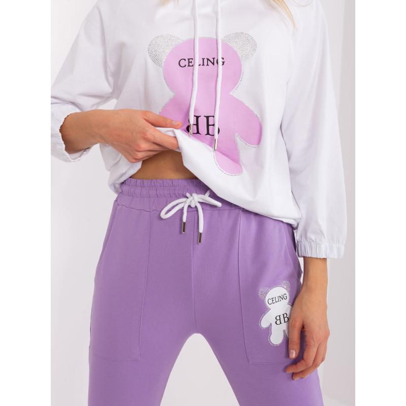 Női szett applikációval XIM ekrü-lila