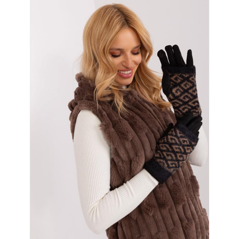 Dámske rukavice so vzorom GETA čierne