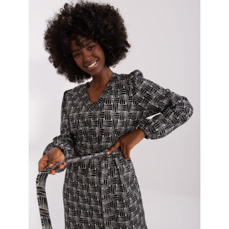 Dámske elegantné vzorované šaty PRA sivo-čierne