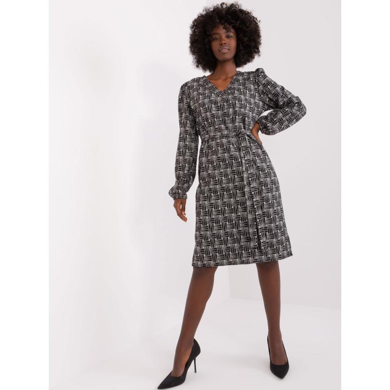 Dámske elegantné vzorované šaty PRA sivo-čierne