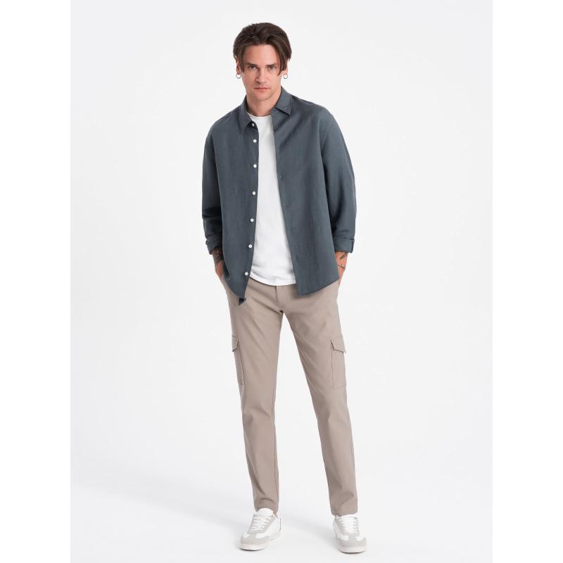 Pánské kalhoty z tkaniny REGULAR béžové 