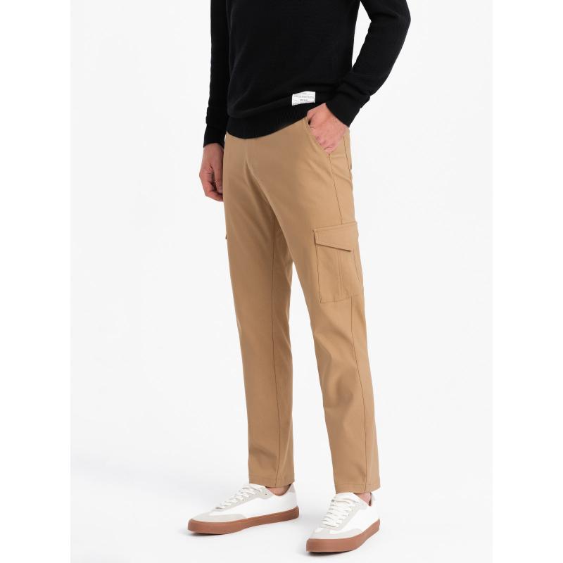 Pánské kalhoty z tkaniny REGULAR světle hnědé 