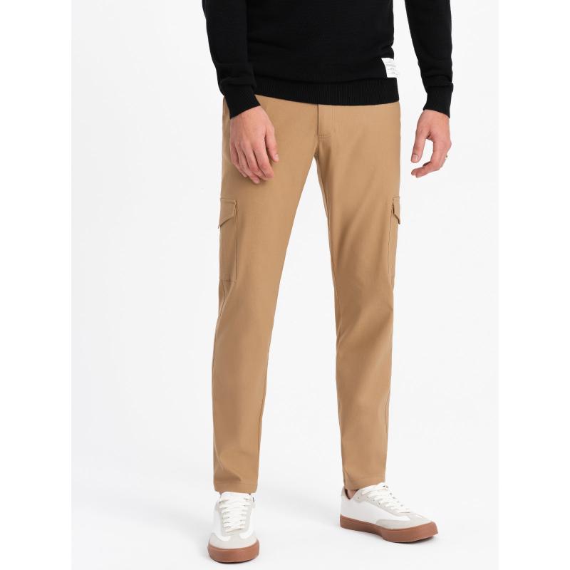 Pánské kalhoty z tkaniny REGULAR světle hnědé 