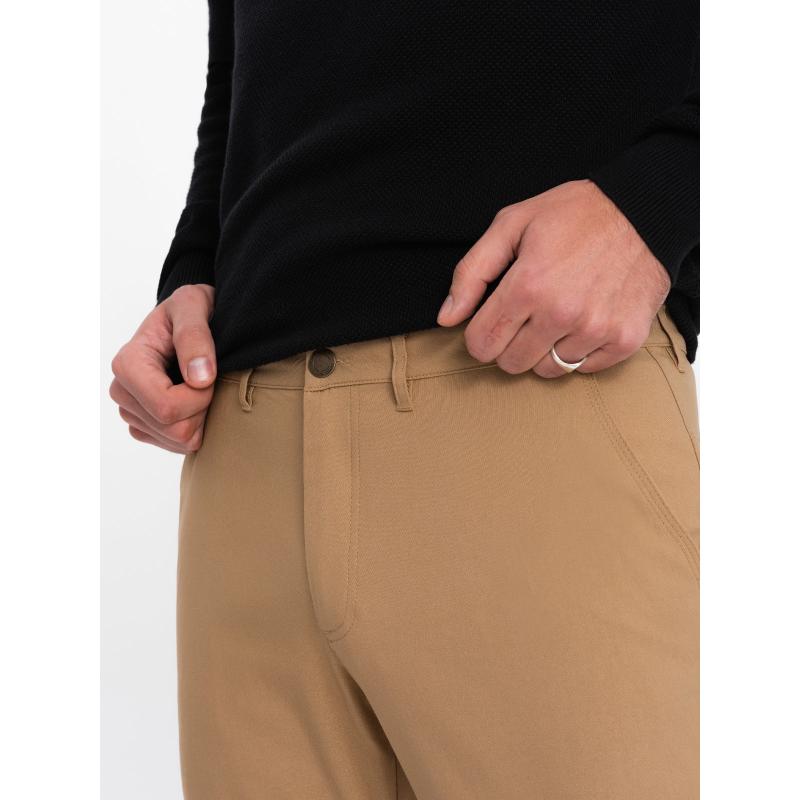 Pánské kalhoty z tkaniny REGULAR světle hnědé 