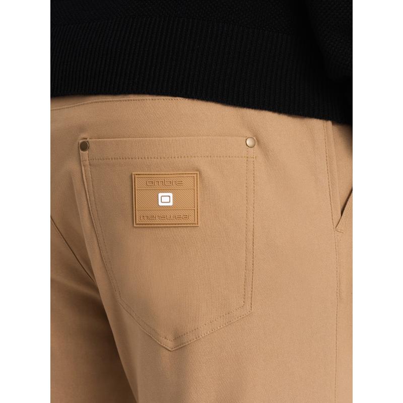 Pánské kalhoty z tkaniny REGULAR světle hnědé 
