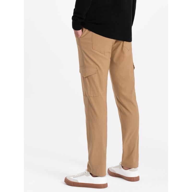 Pánské kalhoty z tkaniny REGULAR světle hnědé 