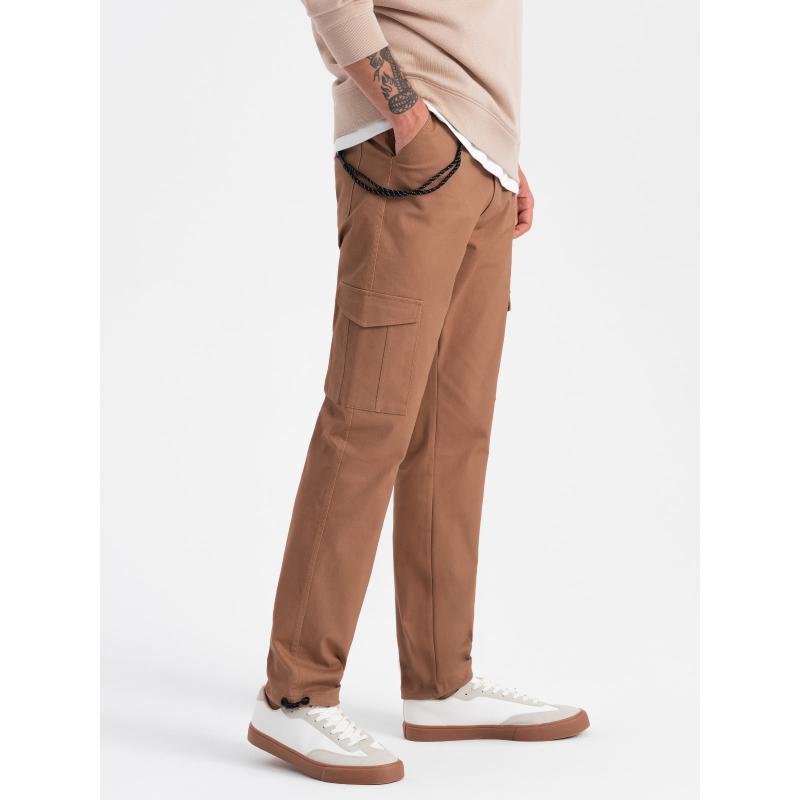 Férfi nadrág zsebekkel V3 OM-PACG-0189 világosbarna