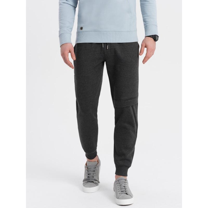 Pánské tepláky s prošíváním a zipem na nohavici V2 OM-PASK-0147 grafitové