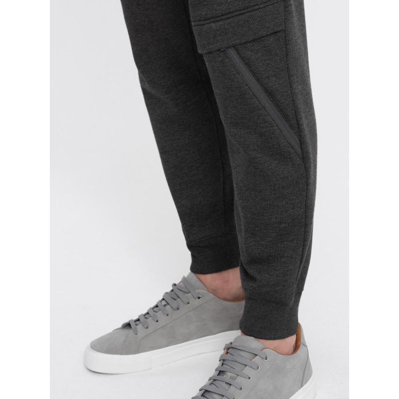 Pánské tepláky s prošíváním a zipem na nohavici V2 OM-PASK-0147 grafitové