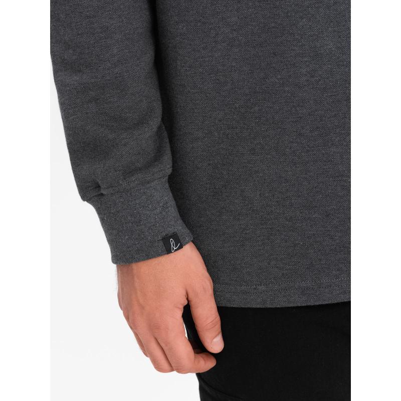 Pánská pletená mikina s polo límcem V1 OM-SSNZ-0149 grafitová