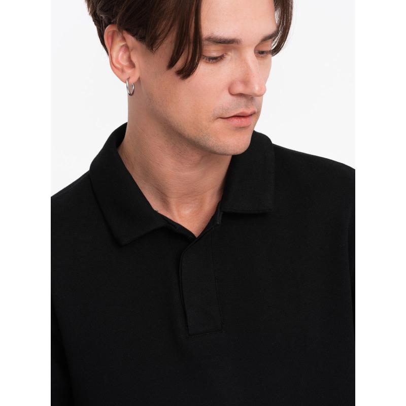 Pánska polokošeľa s golierom V8 OM-SSNZ-0149 čierna