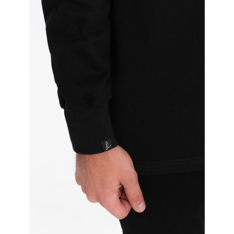 Pánska polokošeľa s golierom V8 OM-SSNZ-0149 čierna