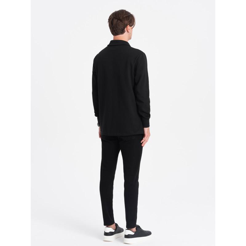 Pánska polokošeľa s golierom V8 OM-SSNZ-0149 čierna