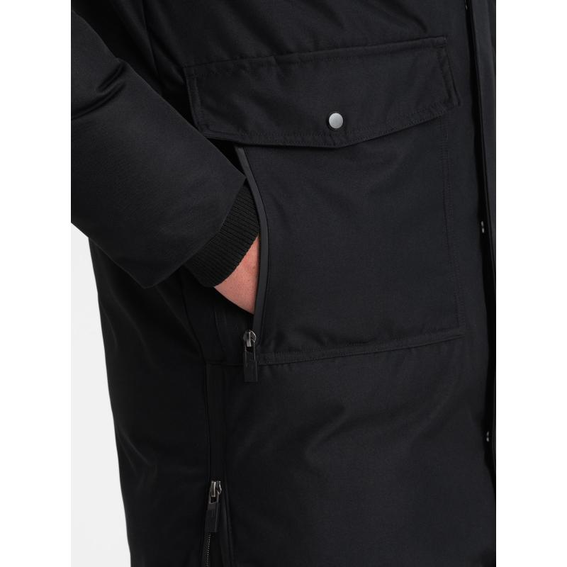 Férfi télikabát levehető szőrme kapucnival ALASKAN fekete