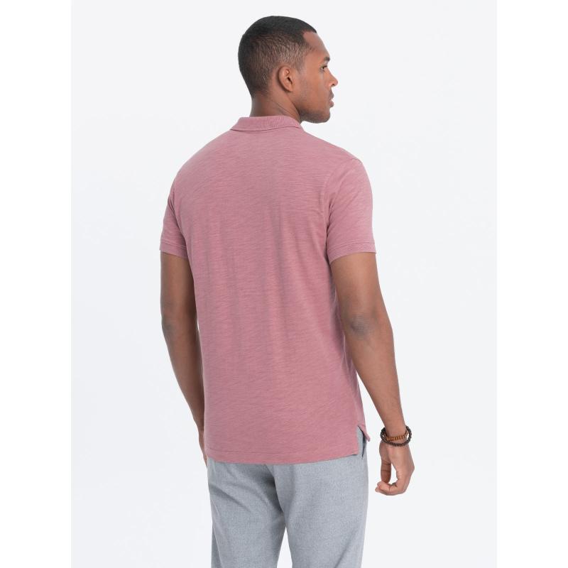 Pánské polo tričko s ozdobnými knoflíky V4 S1744 růžové 