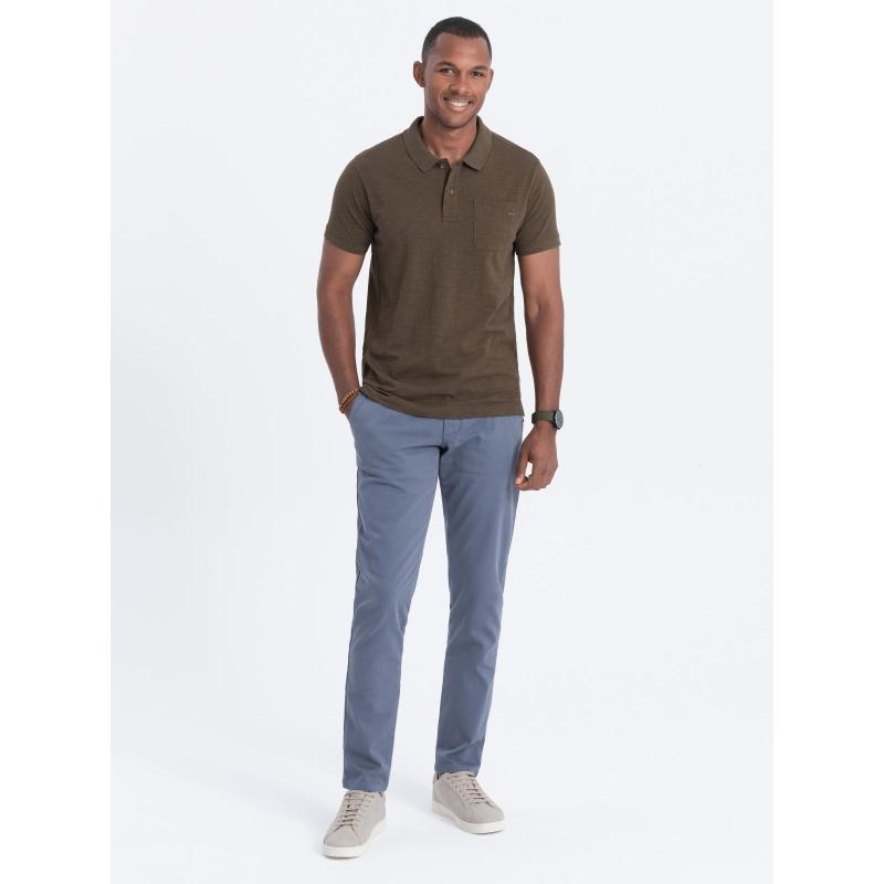 Pánska polokošeľa s ozdobnými gombíkmi V5 S1744 tmavá olivová