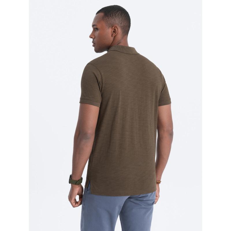 Pánska polokošeľa s ozdobnými gombíkmi V5 S1744 tmavá olivová