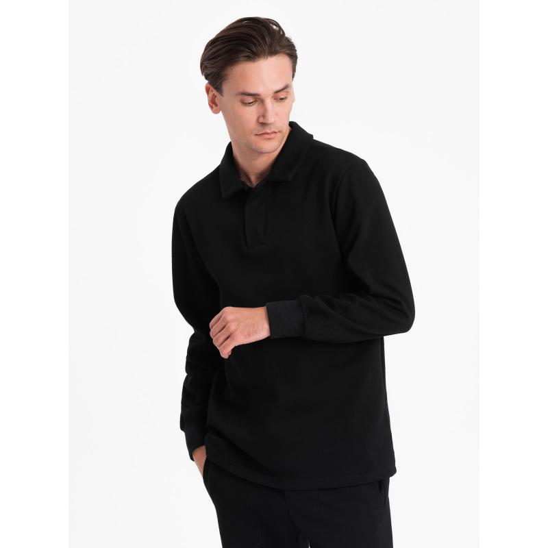 Pánská tepláková souprava mikina s polo límcem + tepláky černá