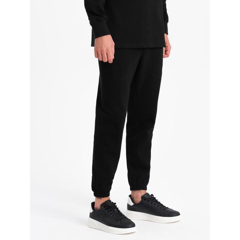 Pánská tepláková souprava mikina s polo límcem + tepláky černá