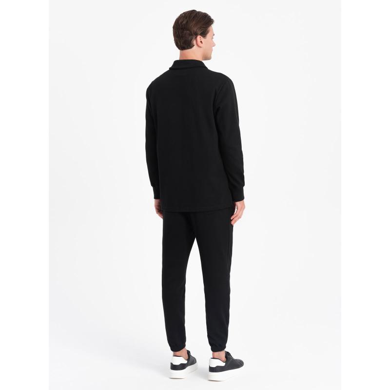 Pánská tepláková souprava mikina s polo límcem + tepláky černá