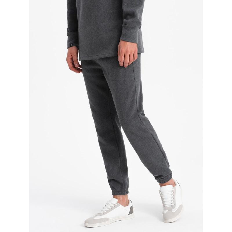 Pánská tepláková souprava mikina s polo límcem + tepláky graphite melange