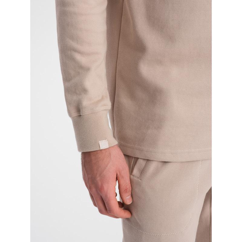 Pánská tepláková souprava mikina s polo límcem + tepláky V2 Z71 béžová 