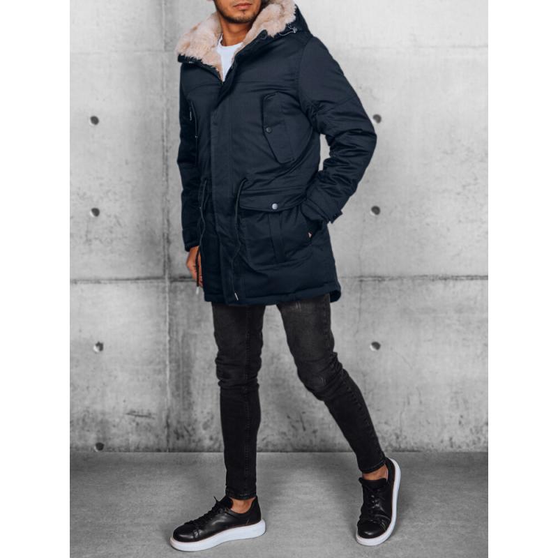 Férfi téli parka dzseki JEM sötétkék