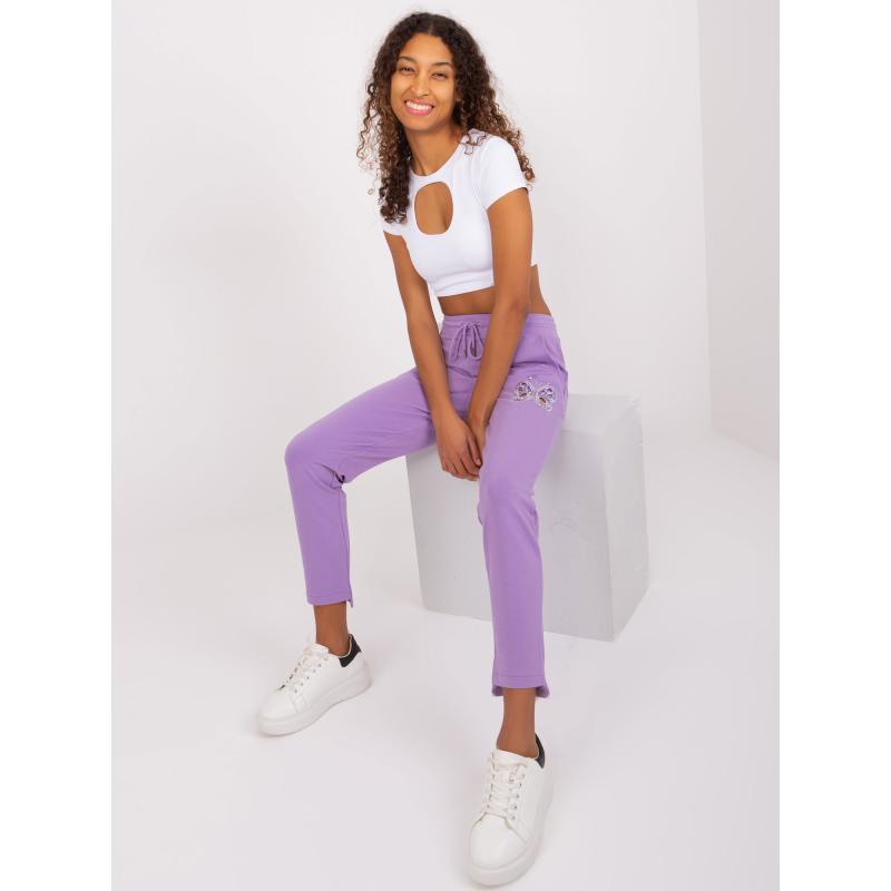 Dámské tepláky s vázáním LIM fialové 