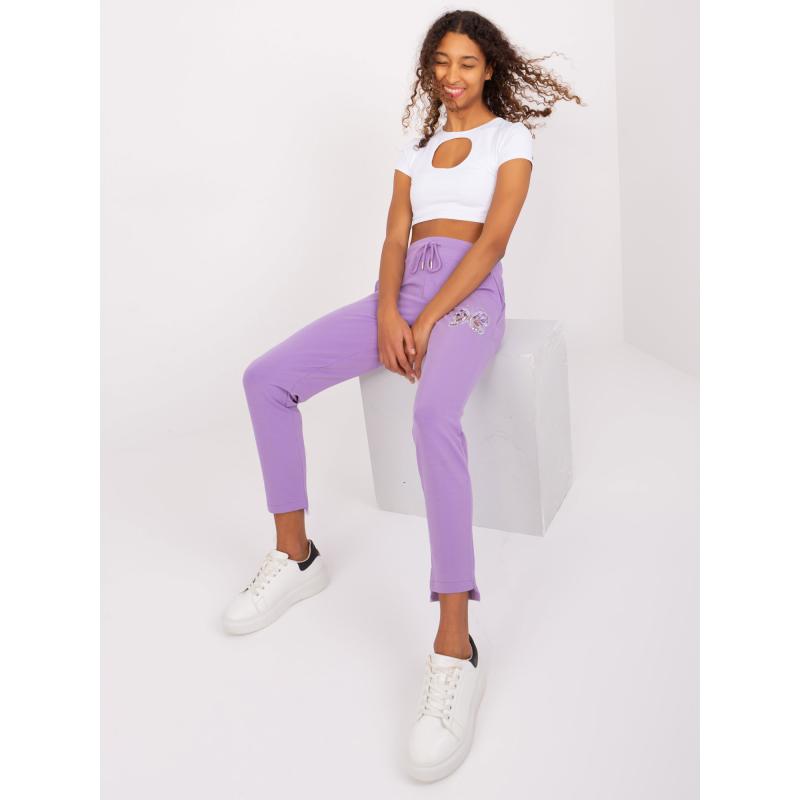 Dámské tepláky s vázáním LIM fialové 