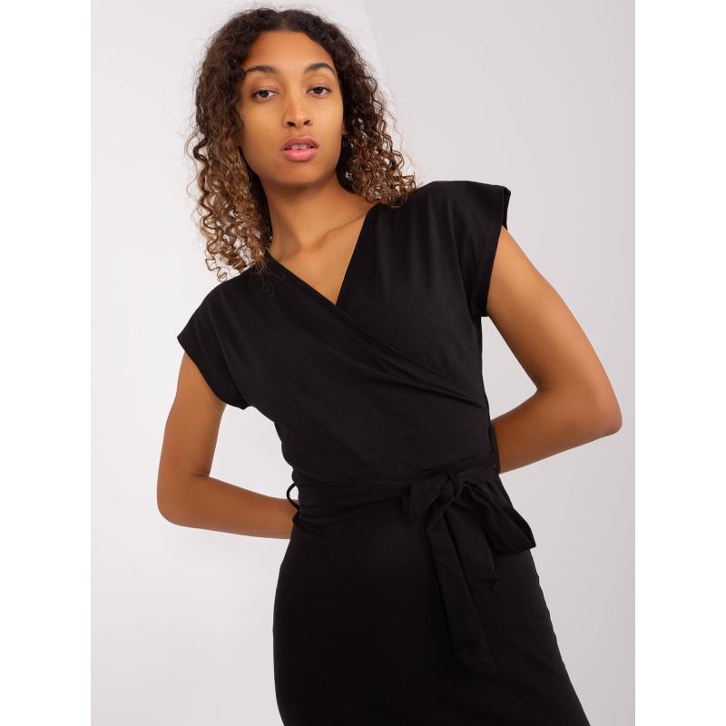 Dámské šaty s obálkovým výstřihem RUE PARIS černé 
