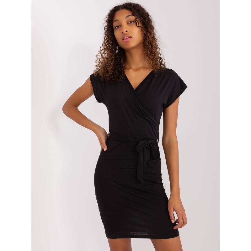 Dámské šaty s obálkovým výstřihem RUE PARIS černé 