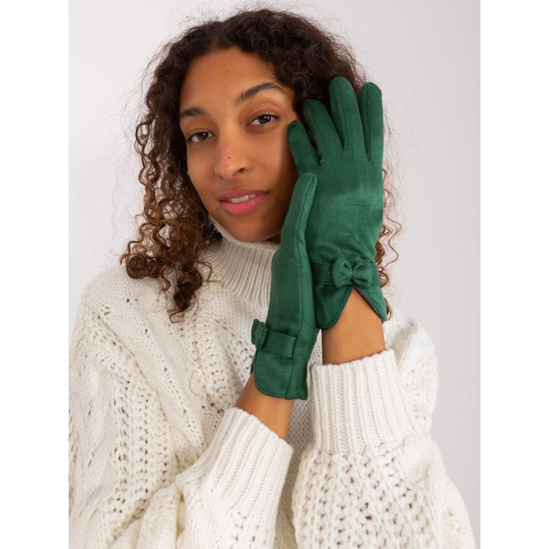 Dámské rukavice s mašlí LIG tmavě zelené 