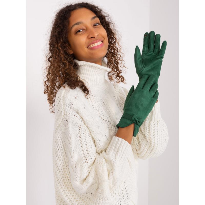 Női kesztyű masnival LIG sötétzöld