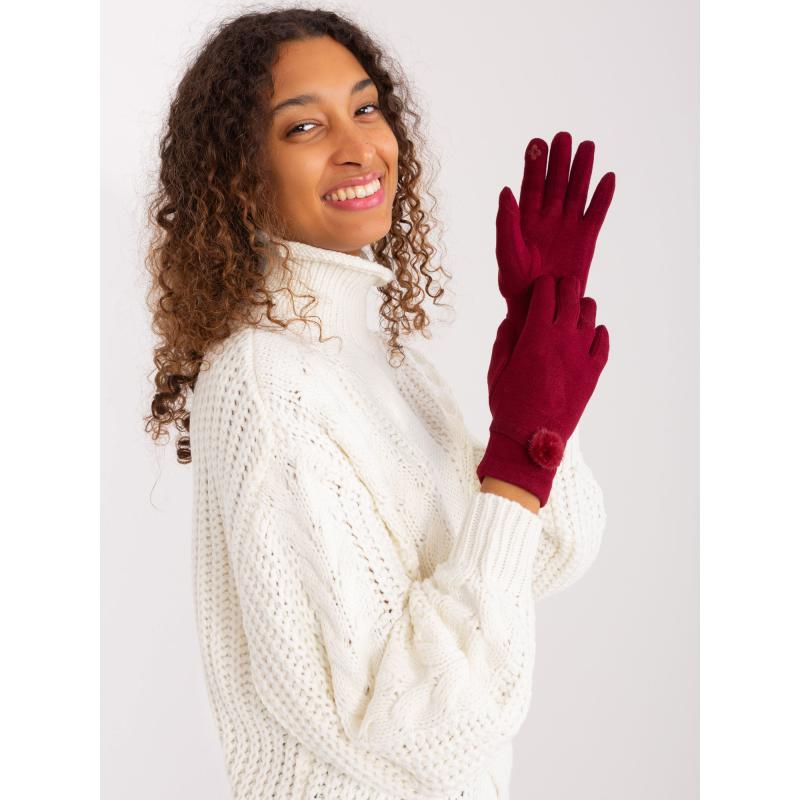 Dámské rukavice s páskem LIA bordó 
