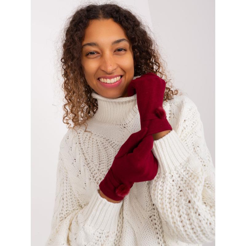 Dámské rukavice s páskem LIA bordó 