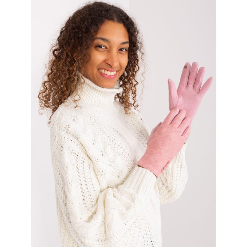 Dámske rukavice s geometrickým vzorom LIE svetloružová
