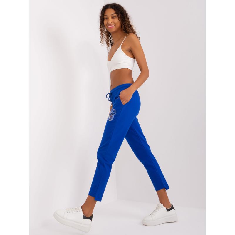 Női tréningnadrág applikációkkal DIU kobaltkék