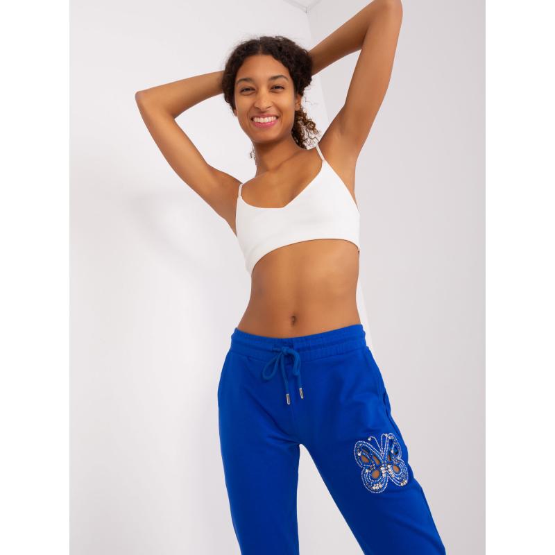 Női tréningnadrág applikációkkal DIU kobaltkék