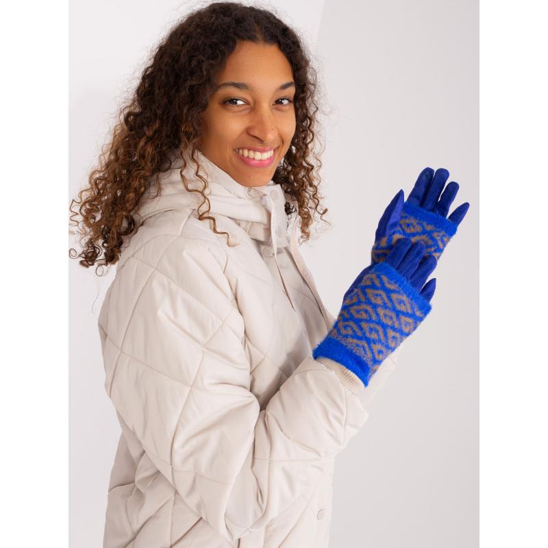 Női kesztyű kötött felsőrésszel DIG kobalt színű