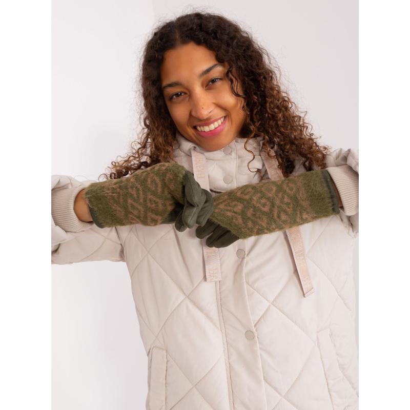 Női okostelefonos kesztyű DIH khakiszínű női kesztyű