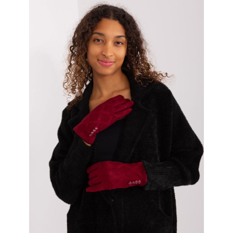 Dámské rukavice s geometrickým vzorem DIM kaštanové 