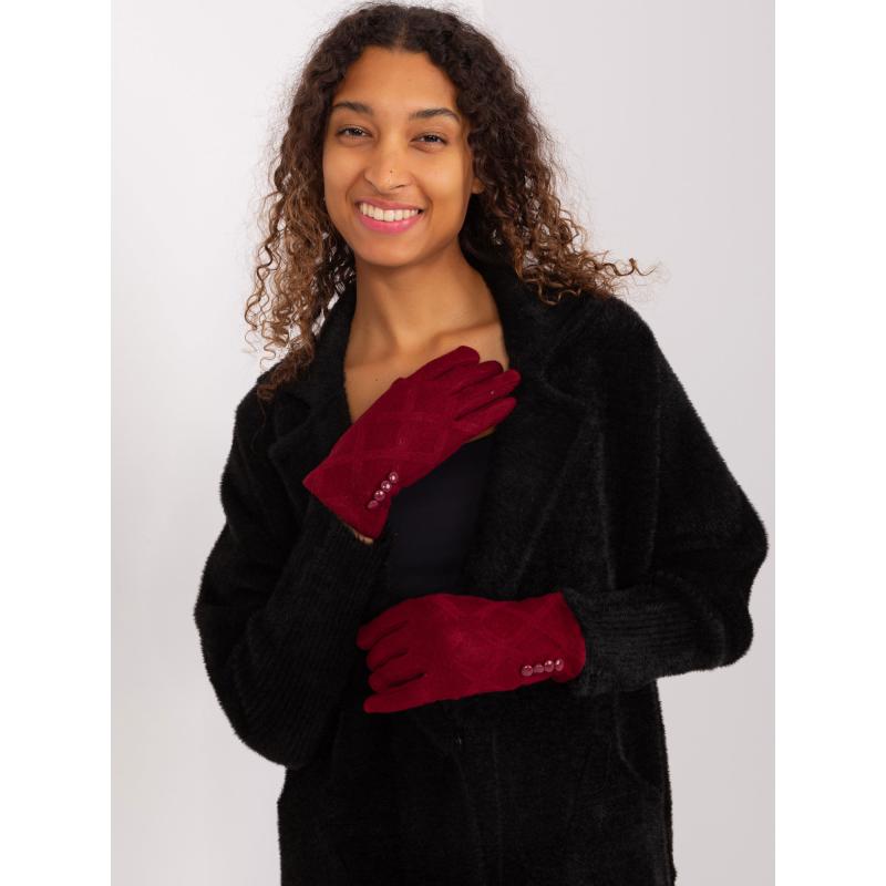 Dámské rukavice s geometrickým vzorem DIM kaštanové 