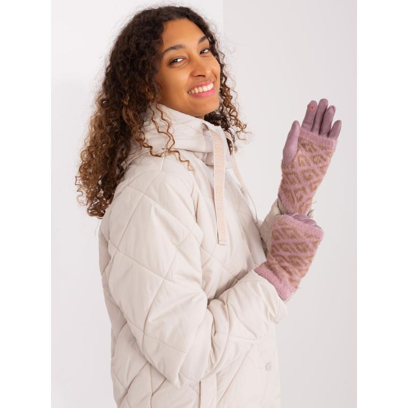 Dámske rukavice s geometrickým vzorom VERA ružová