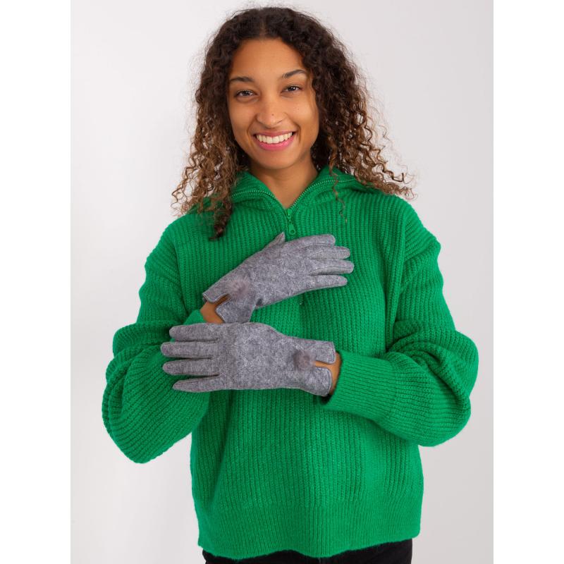 Dámské rukavice s bambulí TOUCH tmavě šedé 