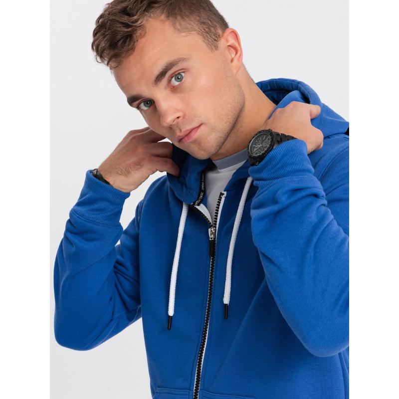 Pánská mikina BASIC s rozepnutou kapucí modrá 