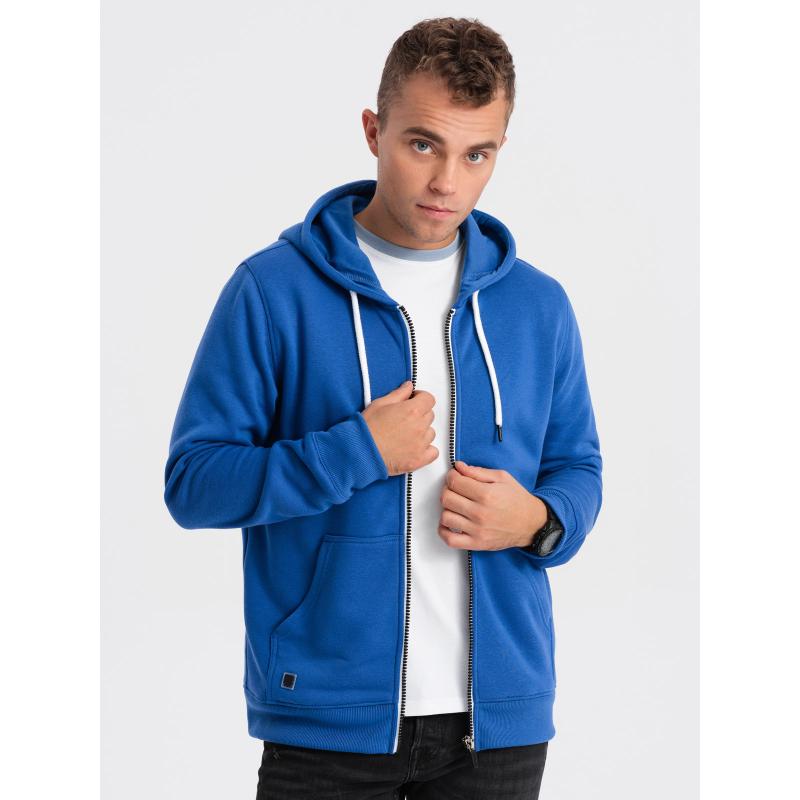 Pánská mikina BASIC s rozepnutou kapucí modrá 
