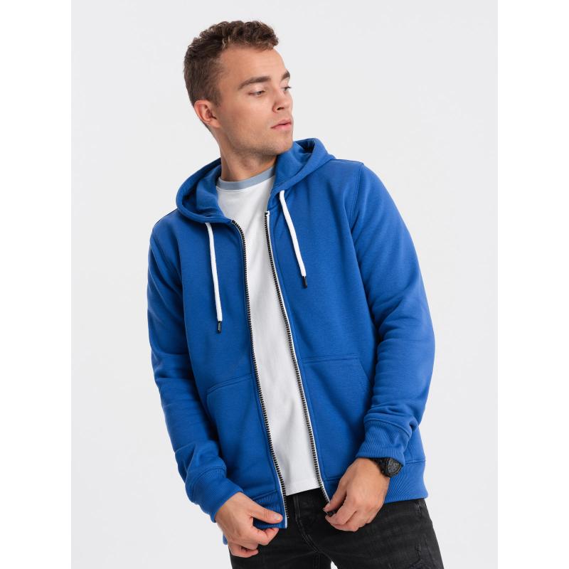 Pánská mikina BASIC s rozepnutou kapucí modrá 
