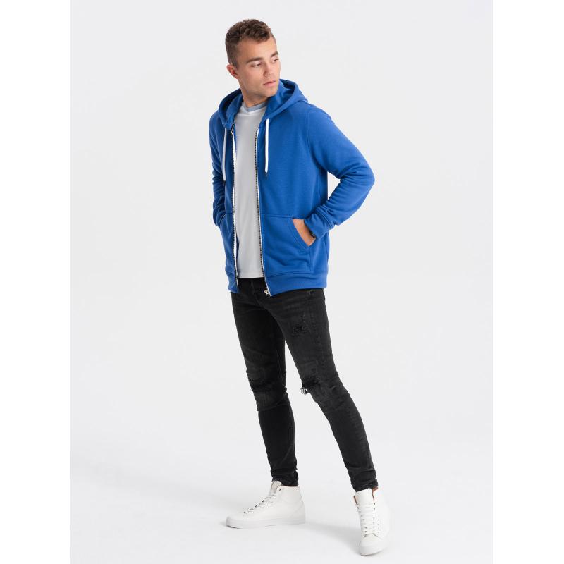 Pánská mikina BASIC s rozepnutou kapucí modrá 