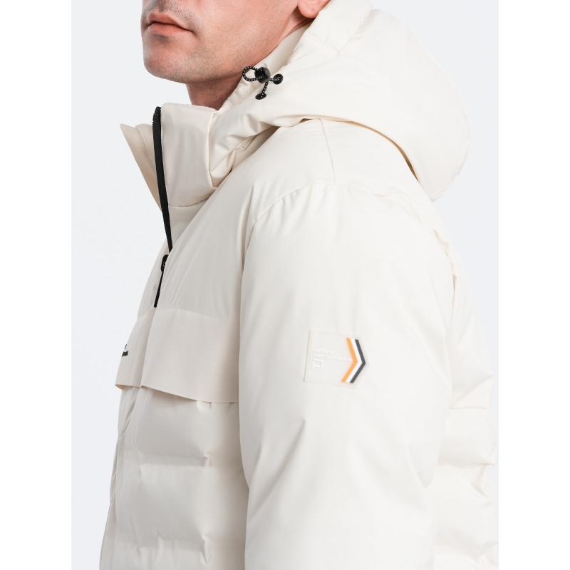 Pánská zimní bunda s odepínací kapucí V2 OM-JAHP-0150 krémová 