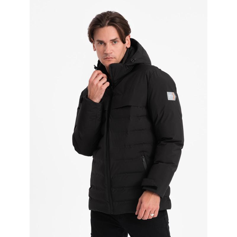 Pánska zimná bunda s odnímateľnou kapucňou V3 OM-JAHP-0150 čierna